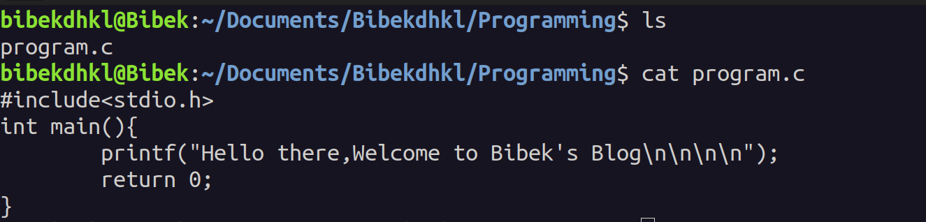 How to run C Program from Terminal? - Bibek's Blog